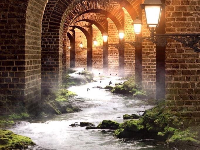 river water lanterns light