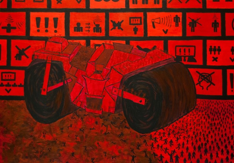 Red road roller
