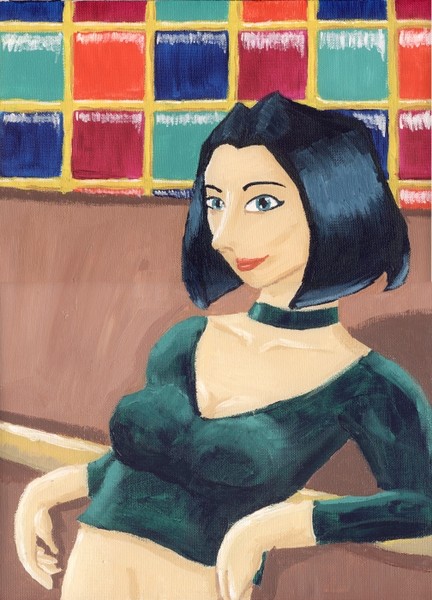 Girl Against a Bar