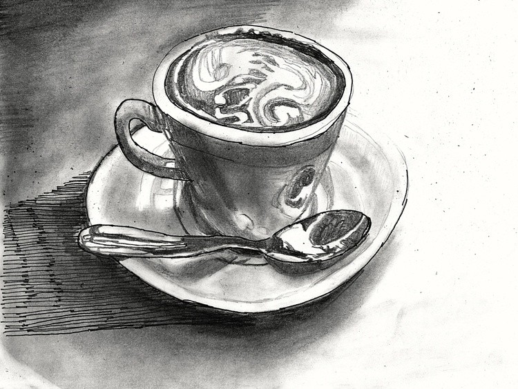 A Coffee Cup with Saucer and Spoon