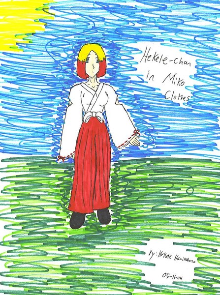 hekele in miko clothes