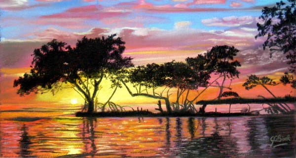 Sunset over the lake