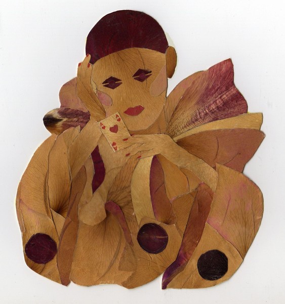 Harlequin with flower petals