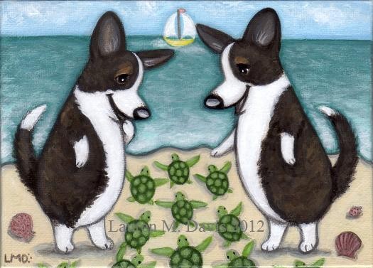 Cardigan Welsh Corgi Dog Painting LMDART FOR SALE