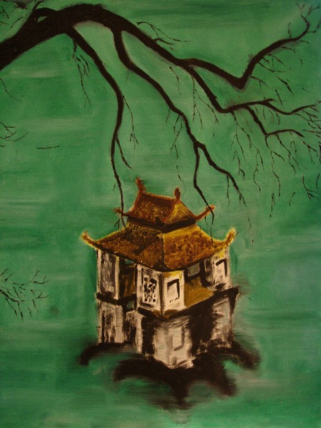 Ruined Temple in the Middle of River