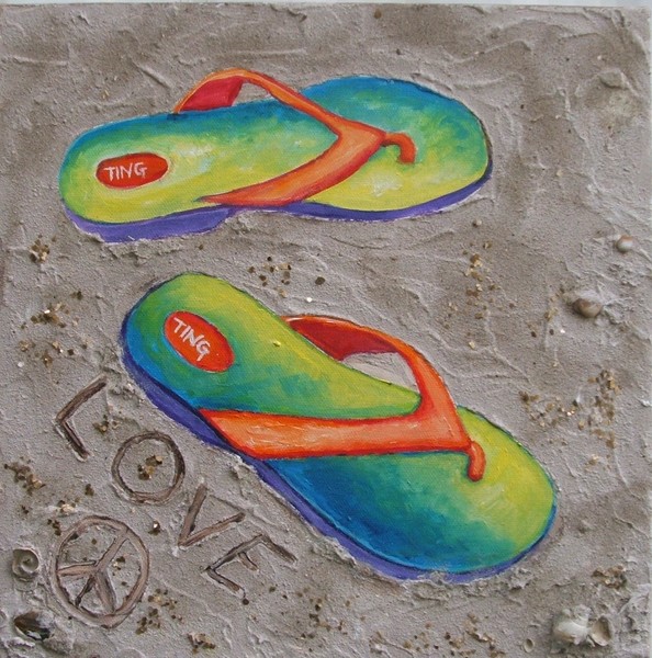 Rainbow flip flops
