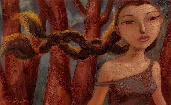 The girl in red thicket