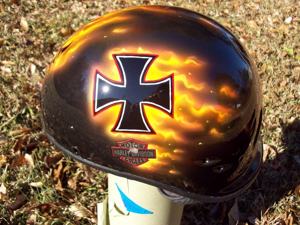 flamed helmet