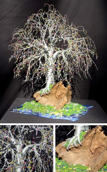 Bonsai Island #2, wire tree sculpture