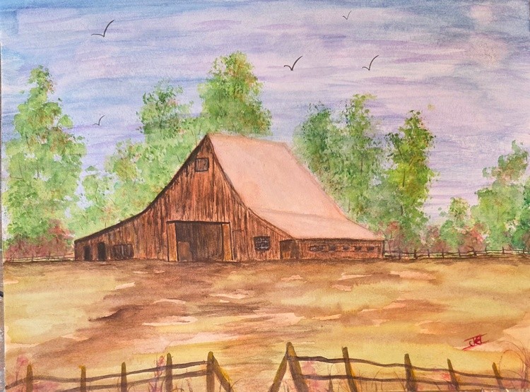 THE BARN. WATERCOLOR