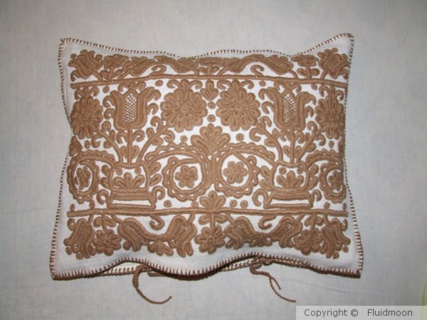 Brown Hungarian Hand Embroidered Pillowcase