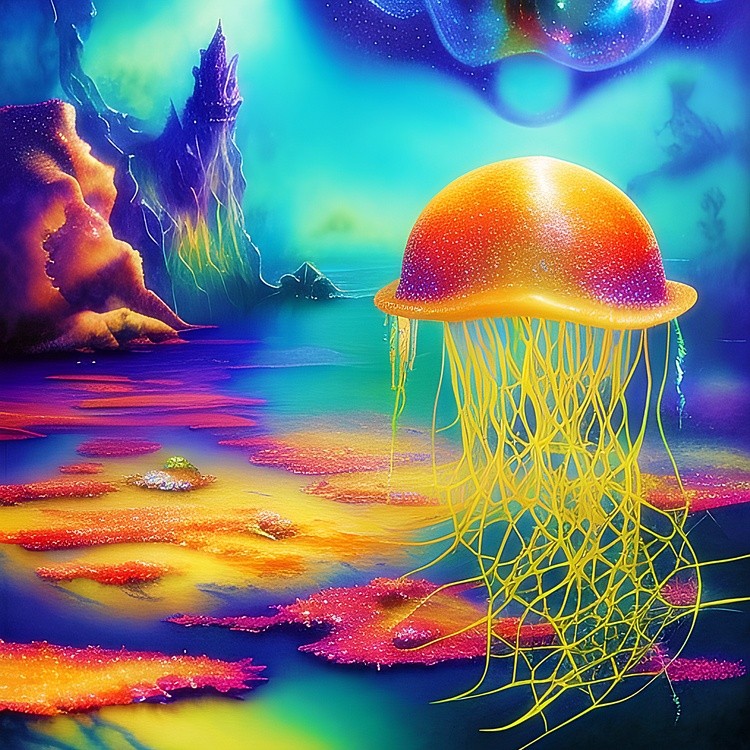 Bright orange jelly fish