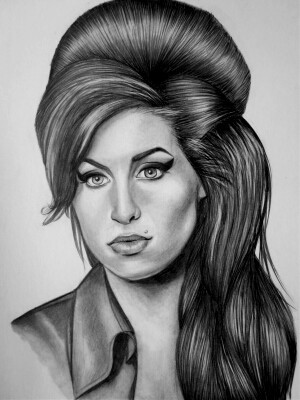 amy winehouse graphite and biro & sharpie