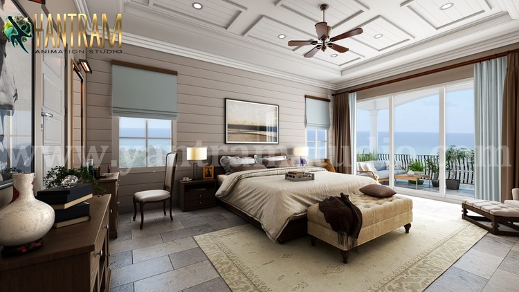 Master Bedroom with Species Balcony Interior Design Firms, Dubai – UAE
