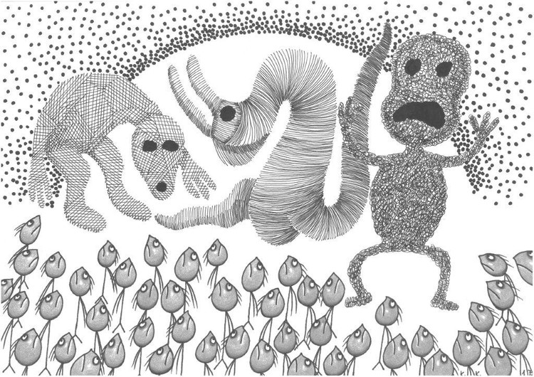 For everything happens for the first time, contemporary drawing and fantasy story for sale
