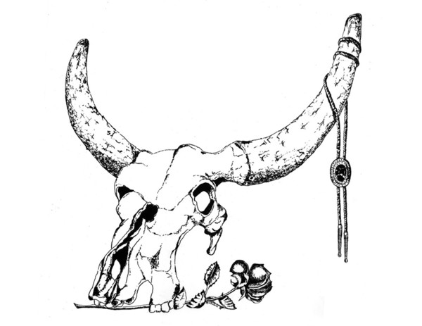 Cattle Skull, Bolo & Rose