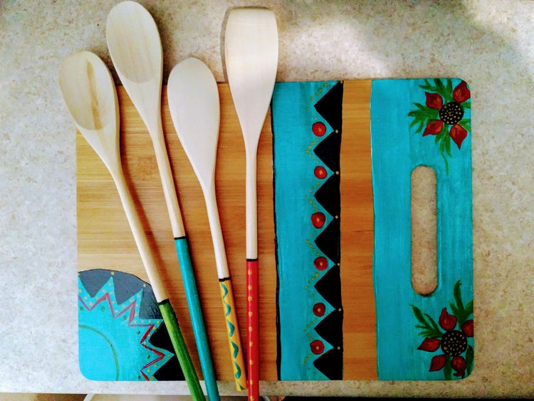 Hand painted cheese plate/cutting board
