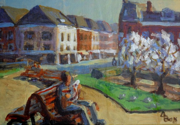 On a sunny day in the square