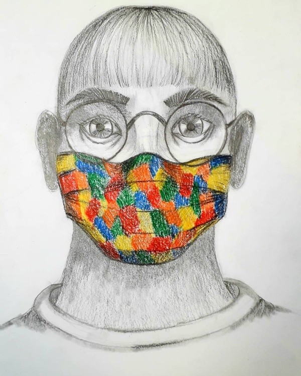 Self-portrait in a facemask
