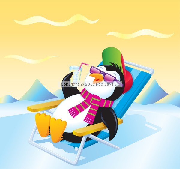 Penguin Relaxing With Iced Drink