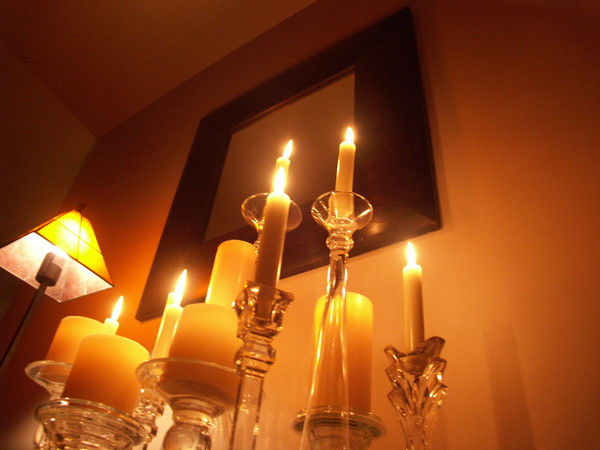 glass and candles