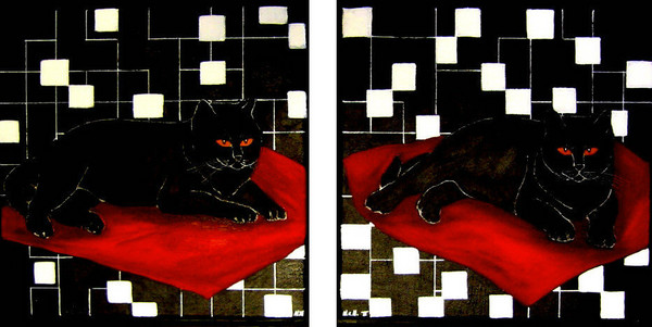 Quorum on a red cushion...(diptych)
