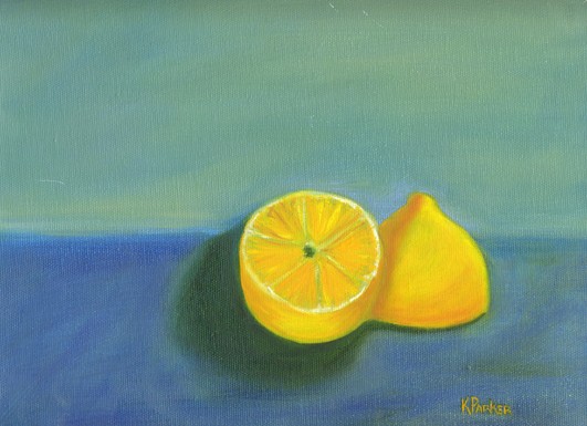 lemons on blue green
