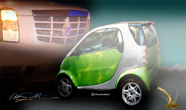 Smart Car Vs. The Cadillac Escalade