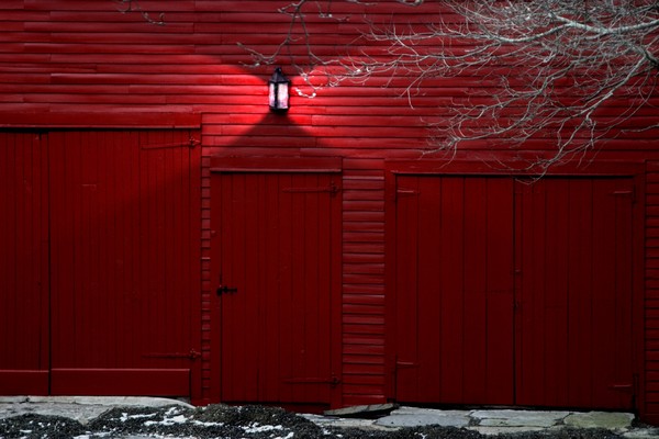 red barn and light