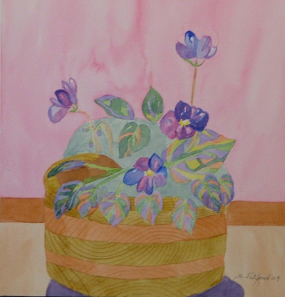 Cyclomen in Wooden Bowl