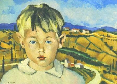 Bimbo con paesaggio Toscano
