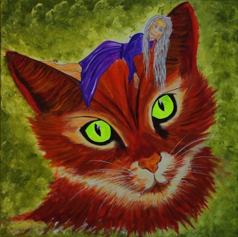 Cat with Girl 55x55cm