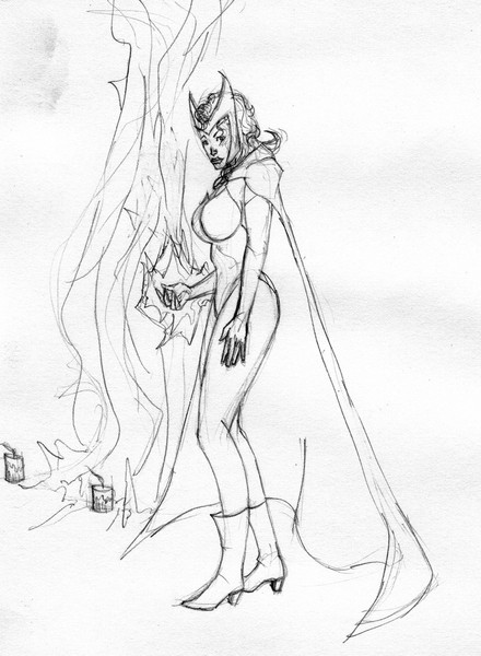 scarlet witch walks around...