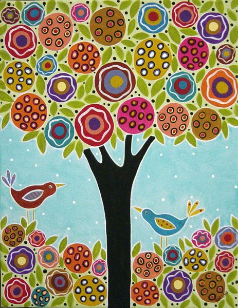 Tree and 2 Birds in the Blooms