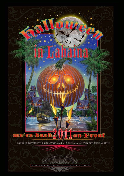 Halloween in Lahaina Poster by John Enright