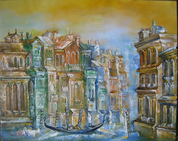 'OLD HOUSES IN VENICE'-OIL on CANVASS-
