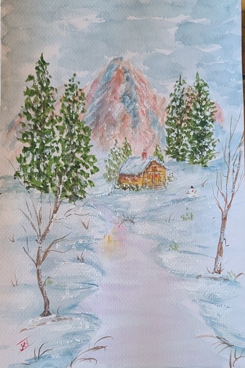 WINTER MORN. WATERCOLOR