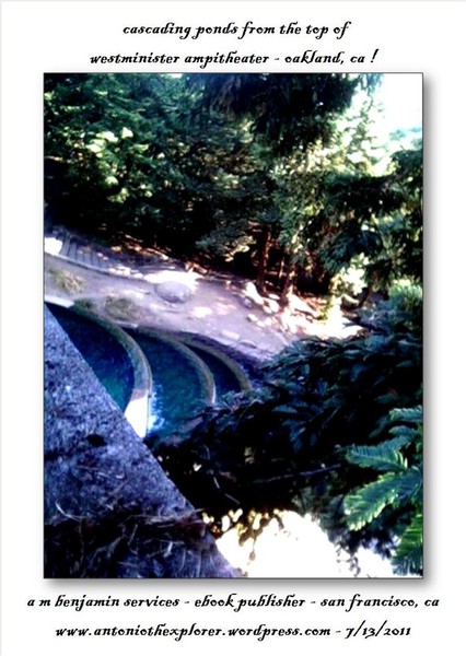 cascading ponds from ampitheater wall