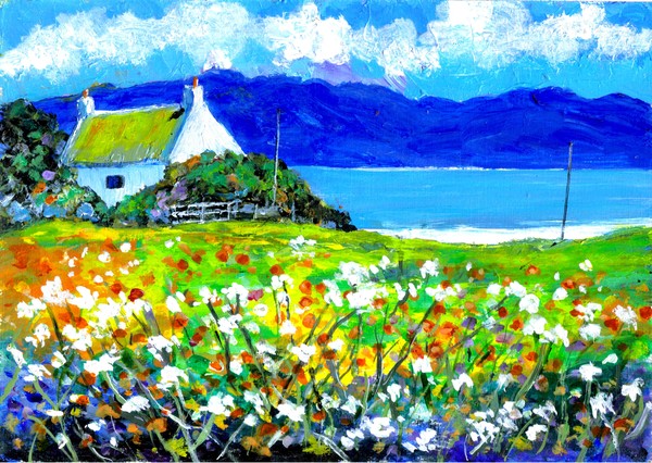 SCOTLAND,ISLE OF ARRAN, MEADOW, CROFT, & MOUNTAIN