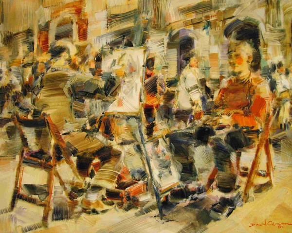 Street painter 80 x 100 cm oil on linen