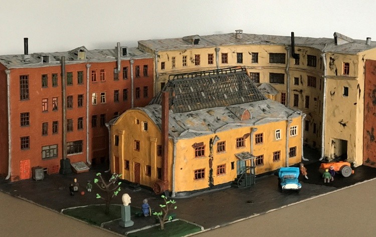 Not far from my home, plasticine, cardboard, 70x50x26 cm