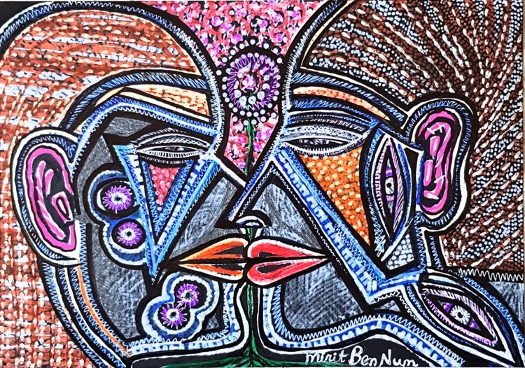 couple in love modern israel painting mirit ben nun 