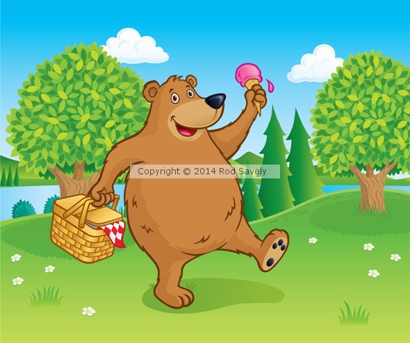 Bear Walking with Picnic Basket