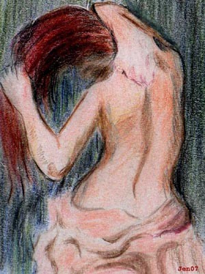 Woman drying herself