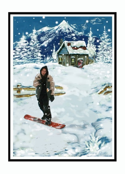My daughter on a snow board