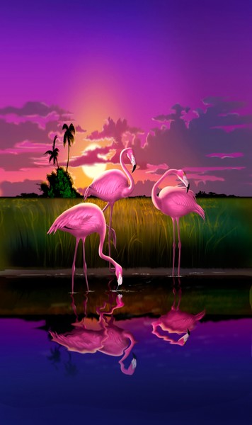 Flamingos Sunset - Custom Phone Case Art