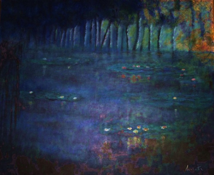 el lago de los lirios óleo sobre lienzo 2006 120x100 serie nuestro mundo
