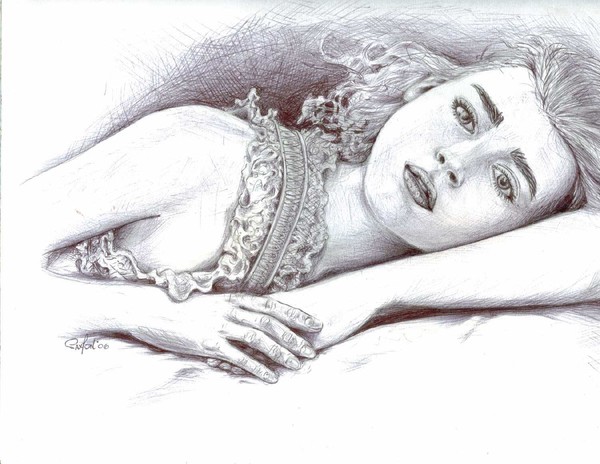 Girl in Lace (b&w)