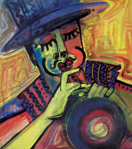 a man playing flute