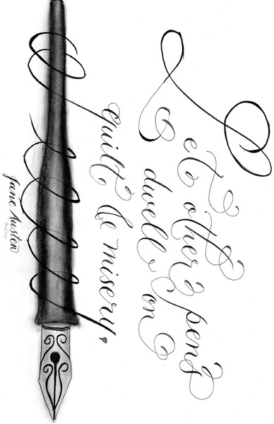 Jane Austen quote calligraphy art